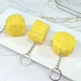 Funny PVC Corn Keychain Food Pendant Vegetable Charms Sweet Maize Fruit