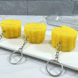 Funny PVC Corn Keychain Food Pendant Vegetable Charms Sweet Maize Fruit