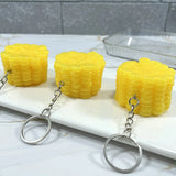 Funny PVC Corn Keychain Food Pendant Vegetable Charms Sweet Maize Fruit