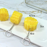 Funny PVC Corn Keychain Food Pendant Vegetable Charms Sweet Maize Fruit