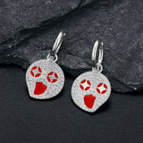 Funny Smile Face Hoop Earrings 925 Silver Women Geometric Star Eye Jewelry