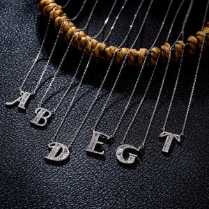 S925 Sterling Silver Zircon Necklace 26 Initials Letter Pendant for Women DIY