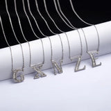 S925 Sterling Silver Zircon Necklace 26 Initials Letter Pendant for Women DIY