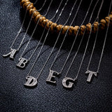 S925 Sterling Silver Zircon Necklace 26 Initials Letter Pendant for Women DIY