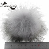 12pcs Fluffy Faux Fur Pom Pom Ball w/ Button - Baby Beanie Hat Decor Accessories