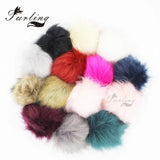 12pcs Fluffy Faux Fur Pom Pom Ball w/ Button - Baby Beanie Hat Decor Accessories