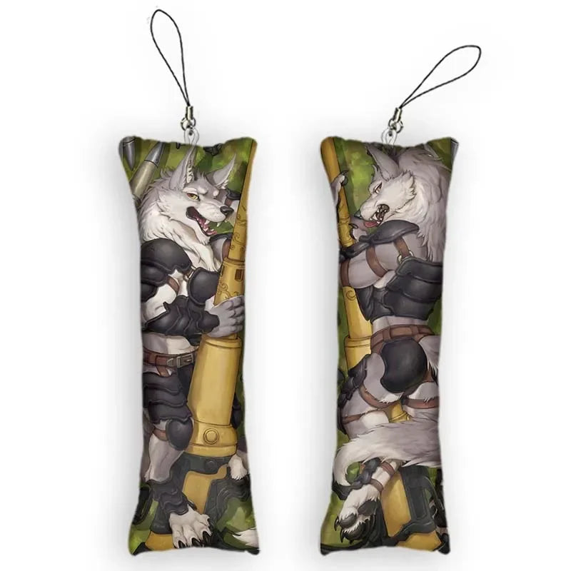 Anime Wolf Mini Keychain Double-Sided Printed Small Pillow Pendant