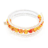 Fuchsia Gemstone Crystal Wrap Bracelet with Pearl Charm