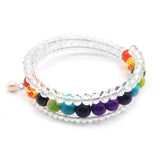 Fuchsia Gemstone Crystal Wrap Bracelet with Pearl Charm