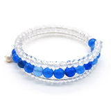 Fuchsia Gemstone Crystal Wrap Bracelet with Pearl Charm