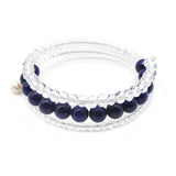 Fuchsia Gemstone Crystal Wrap Bracelet with Pearl Charm