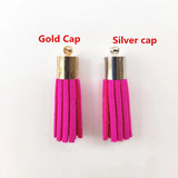Copper Cap Leather Tassel Circle Suede Tassel KC Silver Jewelry Pendant