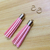 Copper Cap Leather Tassel Circle Suede Tassel KC Silver Jewelry Pendant