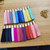 Copper Cap Leather Tassel Circle Suede Tassel KC Silver Jewelry Pendant