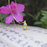 Turquoise Hollow Calabash Pendent Necklace S925 Sterling Silver Jade