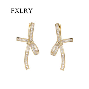 Vintage Zircon Bow Earrings For Women