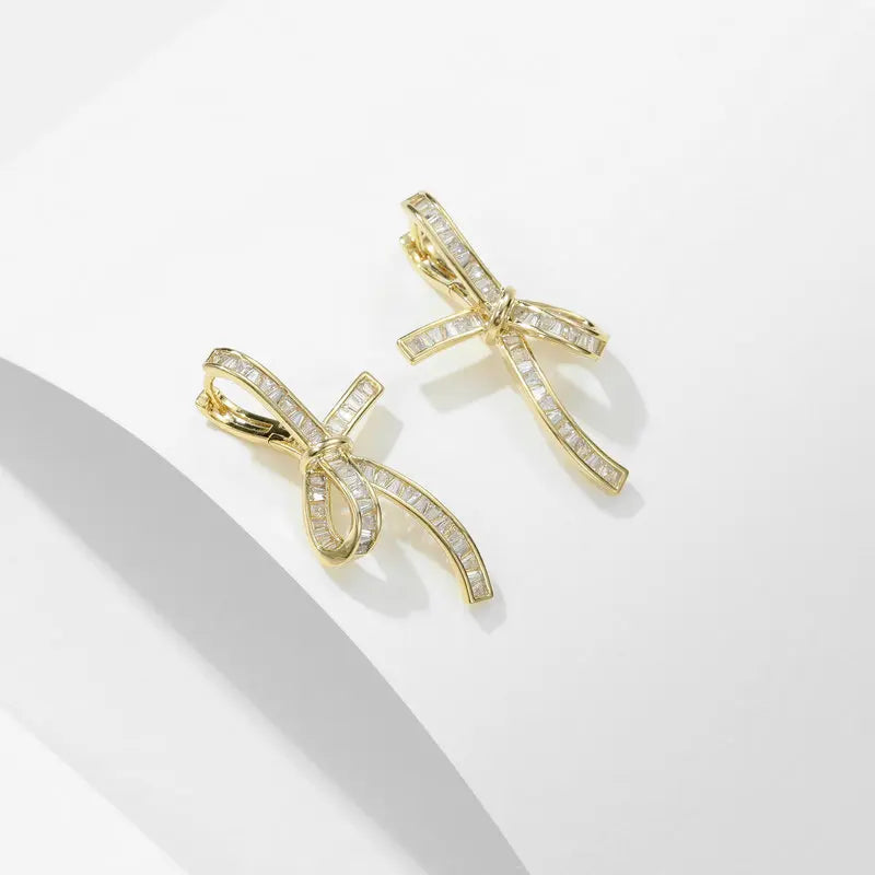 Vintage Zircon Bow Earrings For Women
