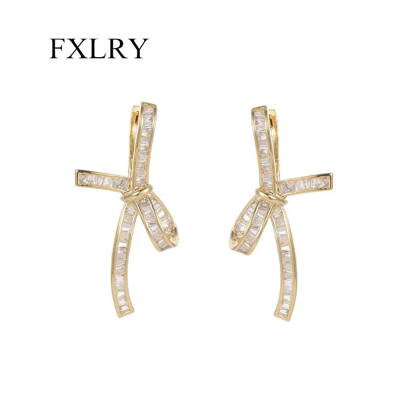 Vintage Zircon Bow Earrings For Women