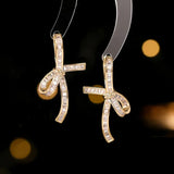 Vintage Zircon Bow Earrings For Women