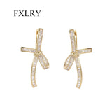 Vintage Zircon Bow Earrings For Women