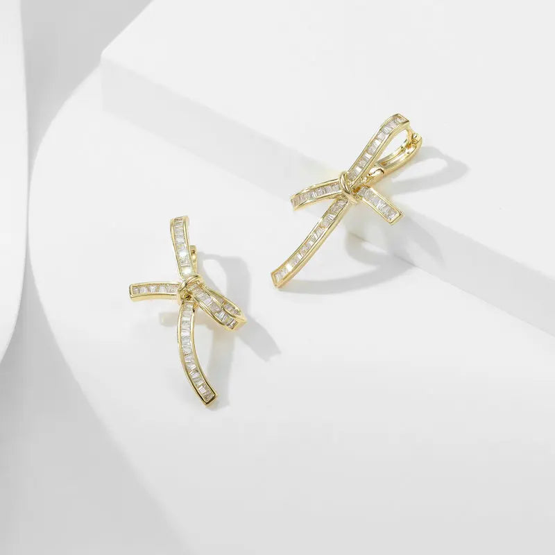 Vintage Zircon Bow Earrings For Women