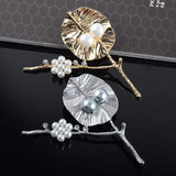 S925 Silver Freshwater Pearls Leaf Branch Brooch