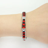 G&D Arrival Red and Steel Beads Unisex Bangle Gift