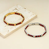 G&D Arrival Red and Steel Beads Unisex Bangle Gift