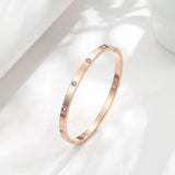 G&D 4mm Crystals Love Bangles Cubic Zirconia Bracelets Couple Luxuxy Jewelry