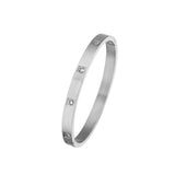 G&D Square Zircon Setting Stainless Steel Bracelet for Women/Men