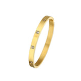 G&D Square Zircon Setting Stainless Steel Bracelet for Women/Men