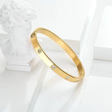 G&D Square Zircon Setting Stainless Steel Bracelet for Women/Men