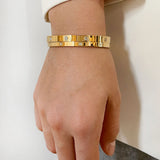 G&D Square Zircon Setting Stainless Steel Bracelet for Women/Men