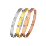 G&D Square Zircon Setting Stainless Steel Bracelet for Women/Men