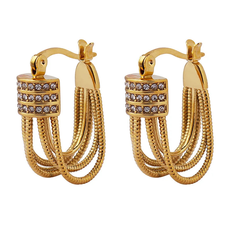 Unique Rope Line Clip Earrings Geometric Statement Jewelry