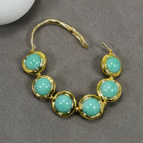 Green Round Jade Bangle Bracelet Femme String Plated Bracelet Bangle