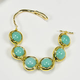 Green Round Jade Bangle Bracelet Femme String Plated Bracelet Bangle