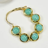 Green Round Jade Bangle Bracelet Femme String Plated Bracelet Bangle