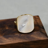 G-G Shell Mother Of Pearl Ring Square Shape Adjustable Lady Jewelry