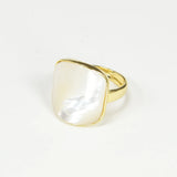 G-G Shell Mother Of Pearl Ring Square Shape Adjustable Lady Jewelry