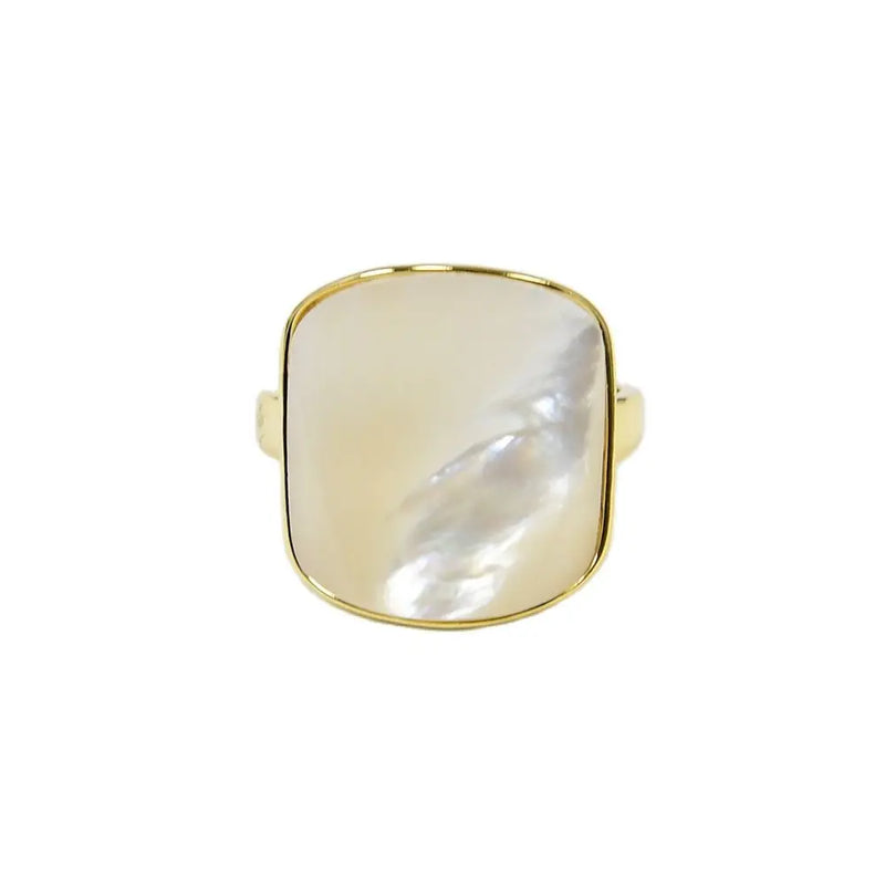 G-G Shell Mother Of Pearl Ring Square Shape Adjustable Lady Jewelry