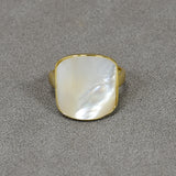 G-G Shell Mother Of Pearl Ring Square Shape Adjustable Lady Jewelry