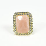G-G Real Sunstone Gems Rectangle Plated Cz Paved Rings Adjustable Ring Lady