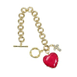 G-G Red Quartz Crystal Heart Charm Bracelet
