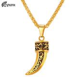 Wolf Fang Vintage Pendant Necklace Men Chain Stainless Steel P1884G