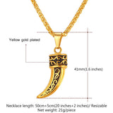 Wolf Fang Vintage Pendant Necklace Men Chain Stainless Steel P1884G