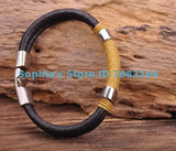 Surfer Hemp Leather Hand Wrap Men's Wristband Bracelet Cuff