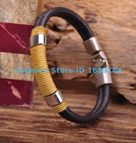 Surfer Hemp Leather Hand Wrap Men's Wristband Bracelet Cuff
