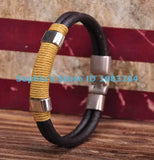 Surfer Hemp Leather Hand Wrap Men's Wristband Bracelet Cuff