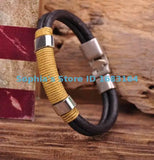 Surfer Hemp Leather Hand Wrap Men's Wristband Bracelet Cuff